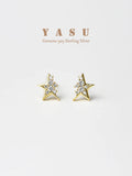 925 Silver Broken Star Stud Earrings Crystal Party Jewelry