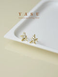 925 Silver Broken Star Stud Earrings Crystal Party Jewelry