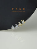 925 Silver Broken Star Stud Earrings Crystal Party Jewelry