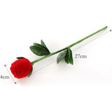 Red Rose Flower Velveteen Rings Display Box 30x5.9cm