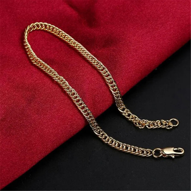 18K Gold Chain Bracelet 4MM Women's Water Chain