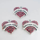 Greek Sorority Pink Green Letter Heart Rhinestone Charms DIY Jewelry