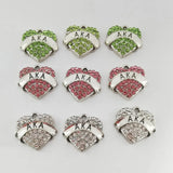 Greek Sorority Pink Green Letter Heart Rhinestone Charms DIY Jewelry