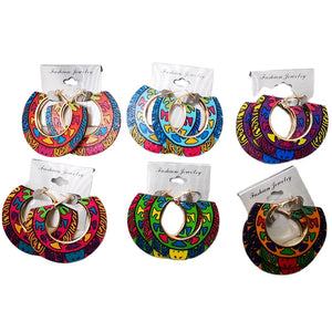 African Hoop Wooden Earrings - Set of 6 Colors