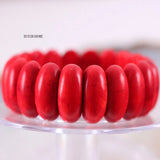 Stretch Beaded Bracelet Natural Red Howlite Stone