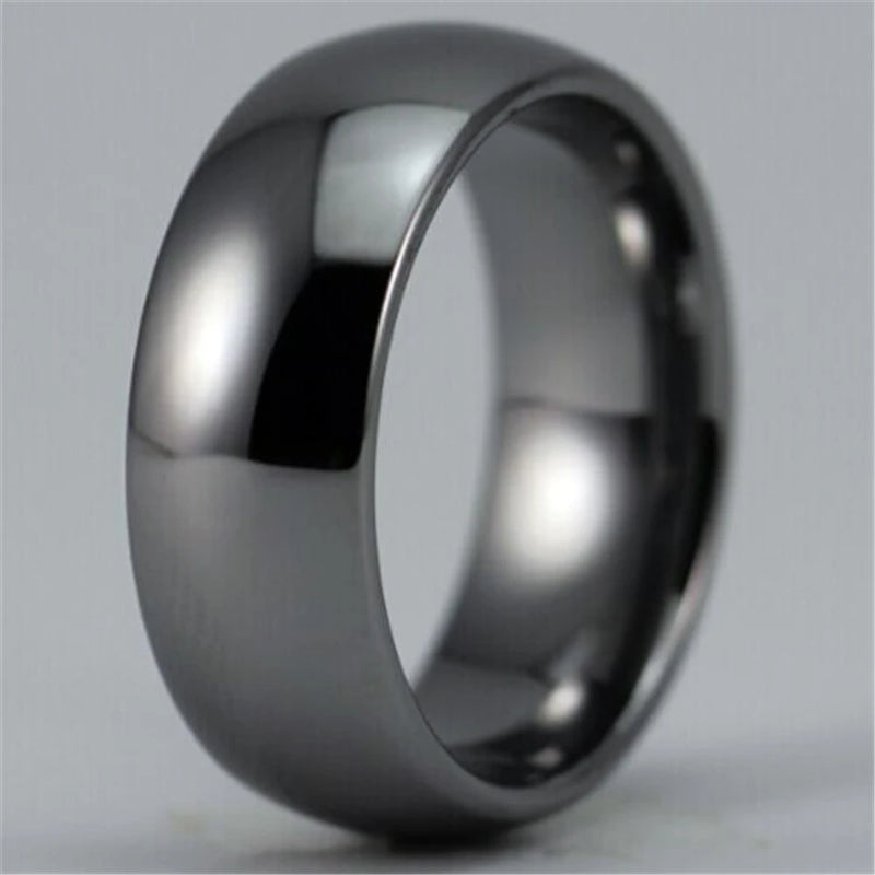 Men's Silver Tungsten Wedding Ring 8MM Domed Comfort Fit