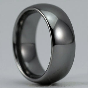 Men's Silver Tungsten Wedding Ring 8MM Domed Comfort Fit