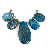 5pcs Crazy Lace Stone Teardrop Pendant Set And 8pcs Beads
