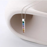 Rainbow Zircon Charm Block Pendant 925 Silver Necklace
