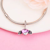 Devil Heart Wing Charm Christmas Crystal 925 Silver DIY Kit