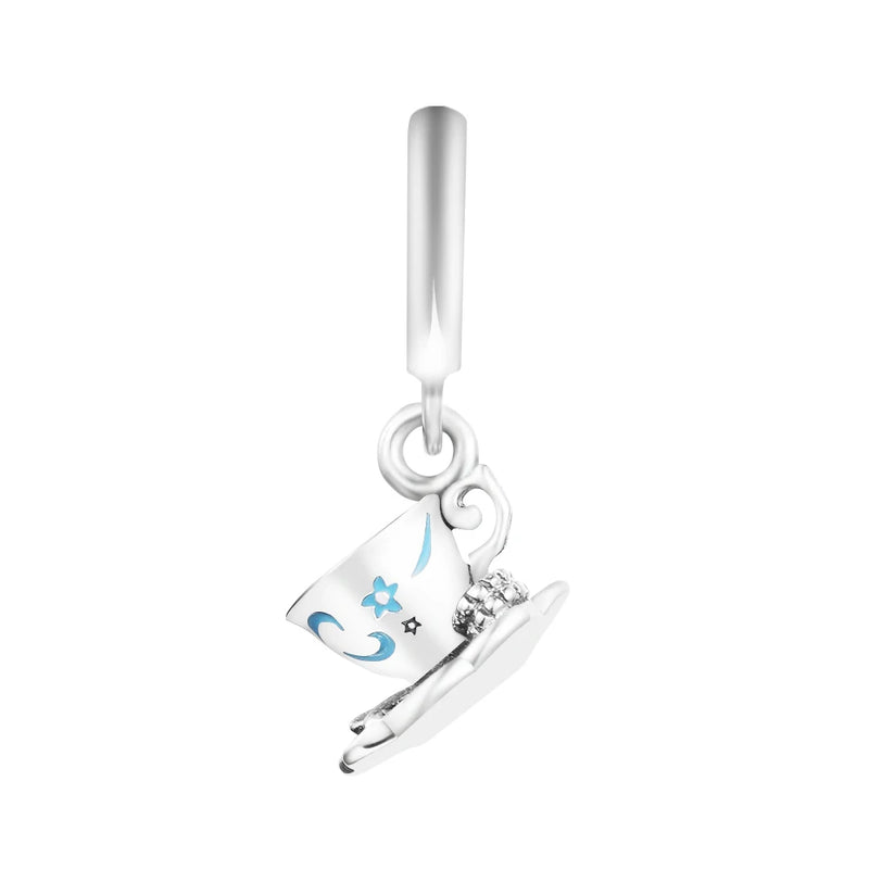 Magical Tea Cup Christmas Crystal Dangle 925 Silver