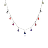 Water Drop Pendant Zircon Charm Sterling Silver Necklace