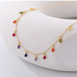 Water Drop Pendant Zircon Charm Sterling Silver Necklace