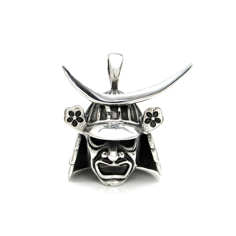 Samurai Armor Mark Pendant Stainless Steel Men's Helmet Necklace