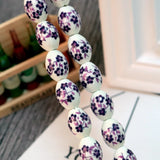 100pcs 11x15mm Oval Ceramic Beads Flower Pattern for Jewelry Making