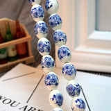 100pcs 11x15mm Oval Ceramic Beads Flower Pattern for Jewelry Making
