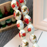 100pcs 11x15mm Oval Ceramic Beads Flower Pattern for Jewelry Making