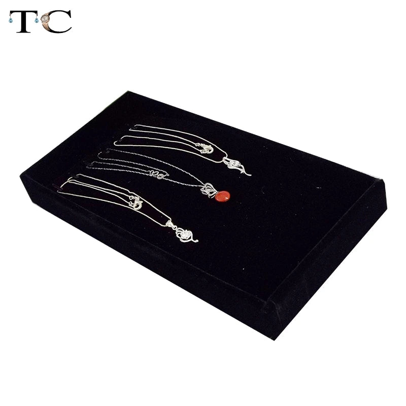 Velvet Jewelry Tray Necklace Box Pendant Storage Organizer