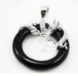 Dragon Pendant Necklace Silver Green red Jewelry