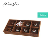Velvet Tray 8 Grids Jewelry Organizer Display Rack Case