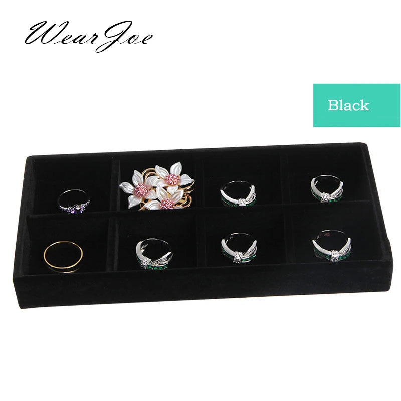 Velvet Tray 8 Grids Jewelry Organizer Display Rack Case