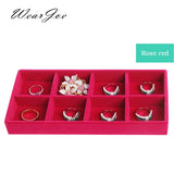 Velvet Tray 8 Grids Jewelry Organizer Display Rack Case
