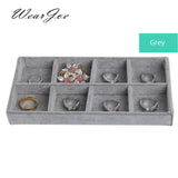 Velvet Tray 8 Grids Jewelry Organizer Display Rack Case