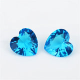 Seablue Glass Stone 9x9mm 10x10mm 11x11mm Heart Cut Synthetic Gems Beads