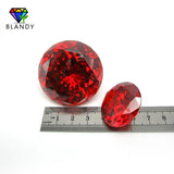 5A Orange CZ Stones 18~65mm Round Brilliant Cut Red Synthetic Gems