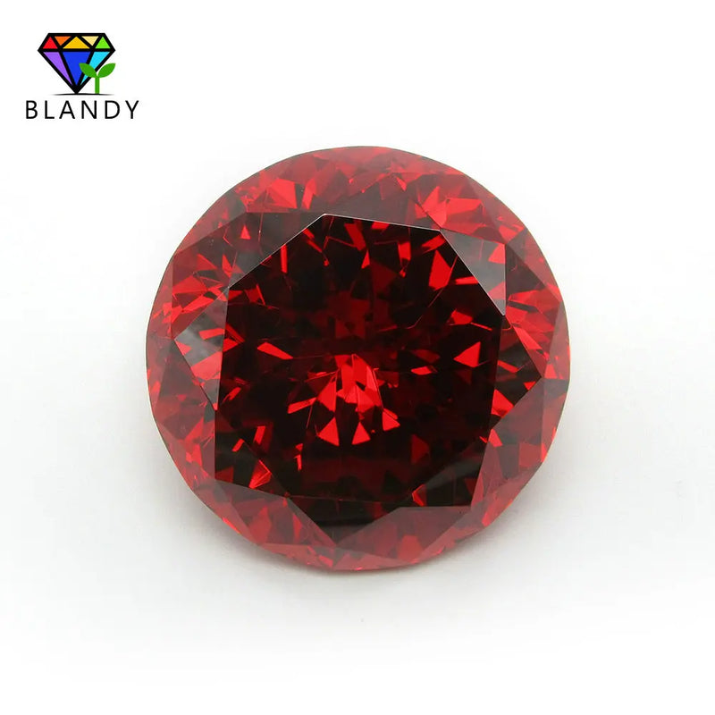5A Orange CZ Stones 18~65mm Round Brilliant Cut Red Synthetic Gems