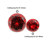5A Orange CZ Stones 18~65mm Round Brilliant Cut Red Synthetic Gems