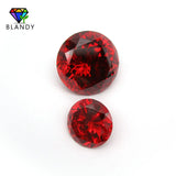 5A Orange CZ Stones 18~65mm Round Brilliant Cut Red Synthetic Gems