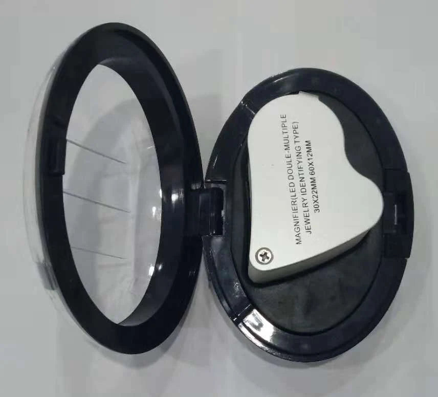 LED Double Multiple Magnifier for Jewelry Identifying 30x22mm 60x12mm