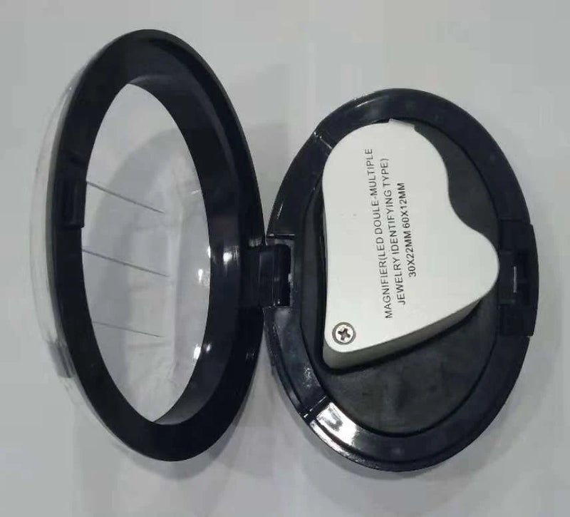 LED Double Multiple Magnifier for Jewelry Identifying 30x22mm 60x12mm
