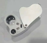 LED Double Multiple Magnifier for Jewelry Identifying 30x22mm 60x12mm