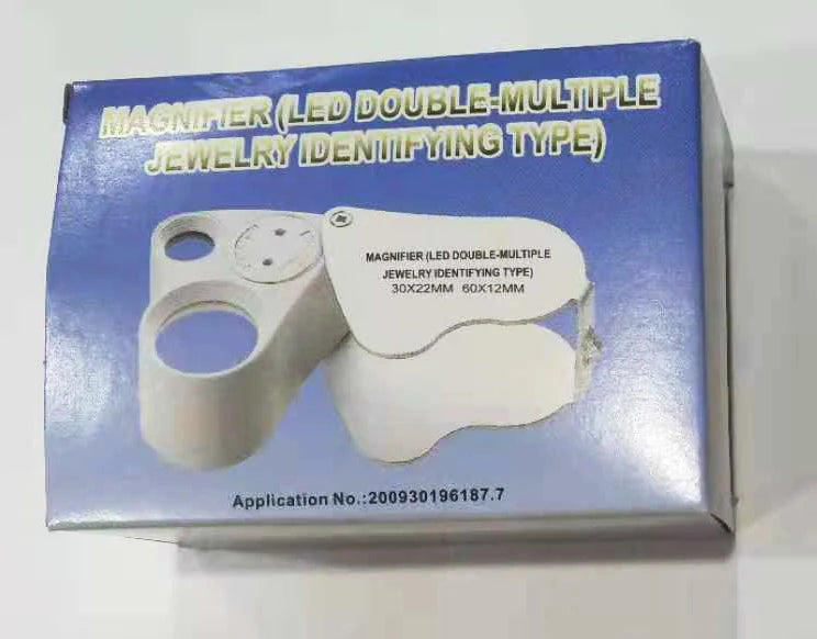 LED Double Multiple Magnifier for Jewelry Identifying 30x22mm 60x12mm