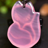 Natural Agate Chalcedony Purple Fox Pendant