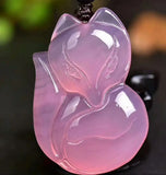 Natural Agate Chalcedony Purple Fox Pendant