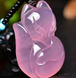 Natural Agate Chalcedony Purple Fox Pendant