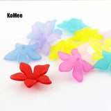100Pcs 28mm Mixed Colorful Sharp Petal Flower Acrylic Spacer Beads DIY