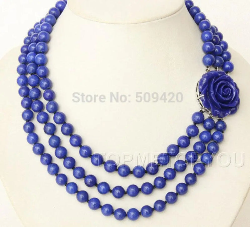 Lapis Lazuli 8mm Necklace with Carved Clasp