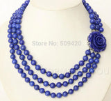 Lapis Lazuli 8mm Necklace with Carved Clasp