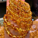 Natural AA Piebald Amber Rock Stone Beads Bracelet Jewelry DIY