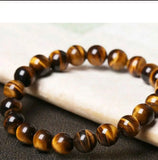 African Tiger Eye Stone 8mm Beads Men Bracelet Elastic Bangle AA
