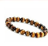 African Tiger Eye Stone 8mm Beads Men Bracelet Elastic Bangle AA