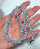 Aquamarine Round Beads Necklace Women Jewelry