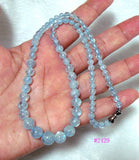 Aquamarine Round Beads Necklace Women Jewelry