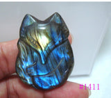Labradorite Carved Fox Pendant for Women