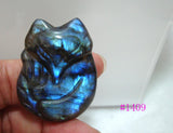 Labradorite Carved Fox Pendant for Women