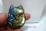 Labradorite Carved Fox Pendant for Women